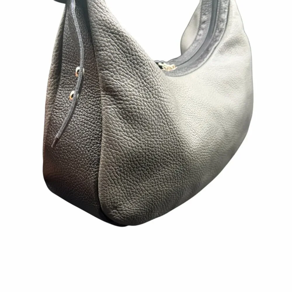Christina Christi Leather Shoulder Bag Gray Black Handmade in Greece